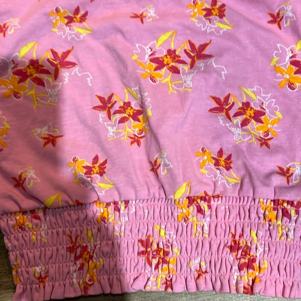 Falls Creek Pink and Yellow Bodysuit with Smocked Waist